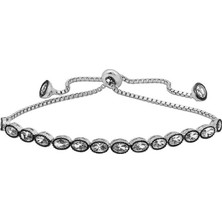 Pazarcan Gümüş Oval Kesim Elmas Montür Asansör Bileklik