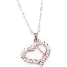 Pazarcan Gümüş I Harf Kalpli Bayan Kolye