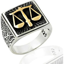 Pazarcan Gümüş Adalet Terazisi Erkek Yüzük