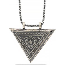 Pazarcan Gümüş Üçgen Içi Açılabilen Tuğra Muskalık Kolye