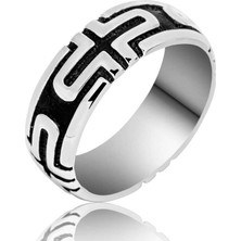 Pazarcan ​gümüş Artı Desenli Erkek Yüzük