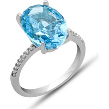Pazarcan Gümüş Ice Cut Oval Zirkon Taşlı Kadın Yüzük