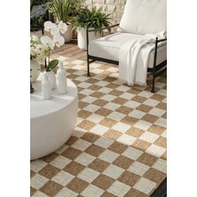 Pera Halı Kahve ve Beyaz Dama Desenli Sisal Halı - FM04W