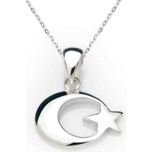 Pazarcan Gümüş Ay Yıldız Bayrak Kolye