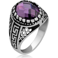 Pazarcan Gümüş Lila Zirkon Taşlı Çocuk Erkek Yüzük