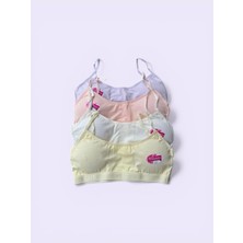 3'lü Kız Çocuk Ip Askı Pedli Alıştırma Yarım Atlet-Karışık Renk -Dondeza 419