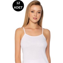 Gümüş 3008 Kadın Ip Askı Ribana Atlet 12'li Paket-Beyaz