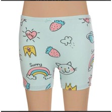 Kız Çocuk Boxer Desenli 12'li Paket Karışık Desen-Gümüş 3072