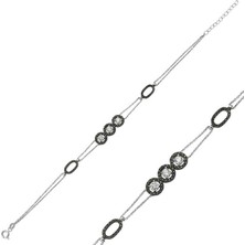 Pazarcan Gümüş Üç Taşlı Bayan Bileklik