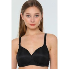 Liza 301 Siyah Telsiz Ince Süngerli Toparlayıcı Sütyen Düz Desenli Kadın Konforlu Tasarım