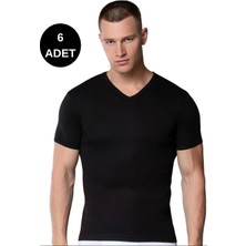 Ribana V Yaka Spor Kollu Fanila 6'lı Paket-Gümüş 4051