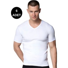 Ribana V Yaka Spor Kollu Fanila 6'lı Paket-Gümüş 4051