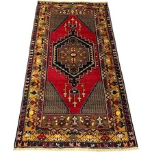 Burak Halı El Dokuma Sıfır Yahyalı Halısı 110X205 Kök Boya %100 Yün Yolluk Halı Renkli