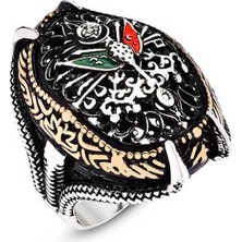 Pazarcan Gümüş Osmanlı Devlet Armalı Pençe Erkek Yüzük