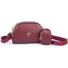 Nas Bag Kadın Mini Cüzdanlı Omuz ve Çapraz Çanta Bordo Victoria
