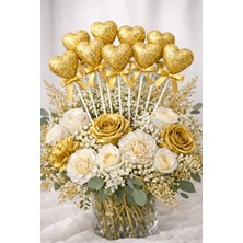 Eng Parti Dünyası 10’lu Gold Köpük Kalp Çubuk Süs – 27 cm Dekoratif Parti ve Organizasyon Süsü