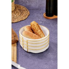 Gold Metal Ekmek Sepeti Bezli – Görünümlü Şık Sunum Sepeti, Çok Amaçlı Organizer