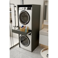 Aeka AE-1048 Erciyes Antrasit Sürgü Raflı Sepetlik Bölmeli 186 cm Çamaşır ve Kurutma Makinesi Dolabı