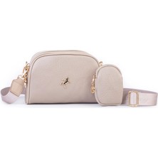 Nas Bag Kadın Mini Cüzdanlı Omuz ve Çapraz Çanta Kum Victoria