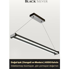 Enzo Light Vega Silver 4000K Lineer LED Sarkıt Avize – Kumandalı Dim Edilebilir – Aşağı Işık
