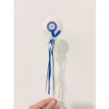 Eng Parti Dünyası 3’lü Beyaz Nazar Boncuklu Çubuk Süs – 30 cm Dekoratif Parti ve Mevlüt Süsü