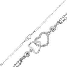 Pazarcan Gümüş Çift Zirkon Taşlı Kadın Bileklik