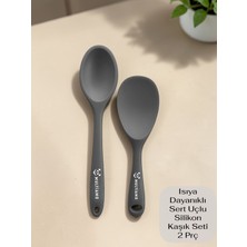 Multiamo Sert Uçlu Isıya Dayanıklı Yanmaz Yapışmaz Silikon Uzun Kaşık 28 cm + Kısa Kaşık 22 cm / 2 Adet