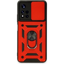 SHC4200 Po M4 5g Kılıf Pars Lens Yüzüklü - Kırmızı