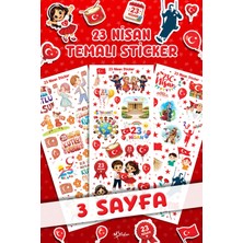 Msticker 23 Nisan Mini Sticker Seti 3 Sayfa | Okul Etkinlik ve Hediye Sticker |  Çocuk Bayramı Sınıf Hediyelk