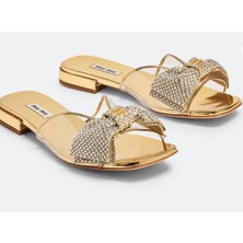 Miu Kristal Işlemeli Fiyonklu Sandalet