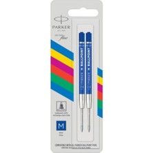 Parker Ekonomik Tükenmez Kalem Yedeği Refill M Uç Mavi Blister (2 Li Paket) P2166544