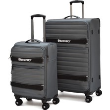 Discovery 2’li Valiz Seti Kabin + Büyük Boy Kumaş Körüklü Ultra Hafif Sessiz 8 Tekerlek Geniş Hacim DSC720