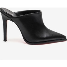 Ayakkabı Ateşi Siyah Cilt Stiletto Topuklu Ayakkabı Sivri Burun Klasik Abiye Kadın Ayakkabısı Armony