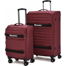 Discovery 2’li Valiz Seti Kabin + Büyük Boy Kumaş Körüklü Ultra Hafif Sessiz 8 Tekerlek Geniş Hacim DSC720