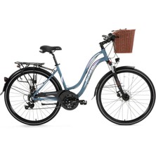 Bisan Ctx 6300 28 Jant 21 Vites Kadın Şehir Bisikleti Disk Fren Gri Pembe 46 cm Kadro