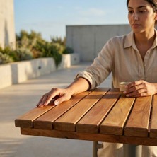 Afro Garden Kutana Bahçe Balkon Masa Tablası Serisi - Suya Dayanıklı Masif Teak Ağacı