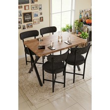 GOLDFALEZ  Mutfak Masası 4 Sandalyeli Set 110X70 cm Modern Bahçe Cafe Masa Takımı 4 Kişilik Tedy 9881 Anstrasit