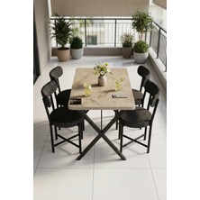 GOLDFALEZ Mutfak Masası 4 Sandalyeli Set 110x70 cm Modern Bahçe Cafe Masa Takımı 4 Kişilik Tedy 9883 Anstrasit