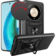 Nezih Case Honor Magic 8 Lite 5g Uyumlu Magnetik Standlı Kamera Korumalı Sürgülü Kapak