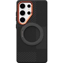 Nezih Case Samsung Galaxy S26 Ultra Uyumlu Karbon Fiber Tasarımlı Standlı Yüzüklü Kılıf