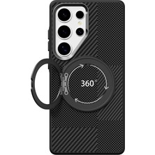 Nezih Case Samsung Galaxy S26 Ultra Uyumlu Karbon Fiber Tasarımlı Standlı Yüzüklü Kılıf