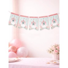 Parti Adresi Prenses Şato Temalı Flama Banner – Asılabilir Doğum Günü Süsü