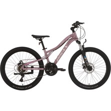 Bisan Kdx 2800-D Kadın Mtb Dağ Bisikleti 24 Jant 21 Vites Disk Fren 30 cm Kadro Metalik Pembe