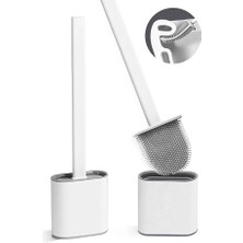 Faseb Beyaz Renk Silikon Banyo Tuvalet Klozet Temizleme Fırçası ve Tutucu Wc Klozet Fırçası