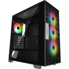 Tuba Toptaş Rampage Azza V2 Temperli Cam Siyah Argb Fan+Type-C Atx Mid-T Gamıng Kasa