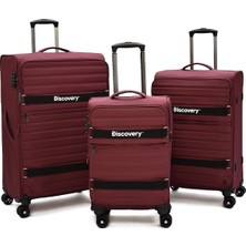 Discovery 3’lü Valiz Seti Kabin + Orta + Büyük Boy Kumaş Körüklü Ultra Hafif Sessiz 8 Tekerlek DSC-720