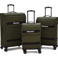 Discovery 3’lü Valiz Seti Kabin + Orta + Büyük Boy Kumaş Körüklü Ultra Hafif Sessiz 8 Tekerlek DSC-720