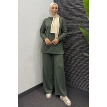 Tesettür Diyarı Modal Çimalı Uzun Alt Üst Tesettür Takım-Haki