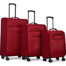 Pierre Cardin 3’lü Valiz Seti Kabin + Orta + Büyük Boy Kumaş Ultra Light Sessiz 8 Tekerlek PC6005