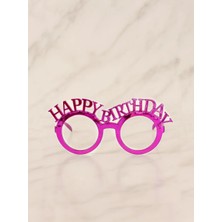 Parti Adresi Happy Birthday Gözlük Doğum Günü Parti Aksesuarı Fuşya